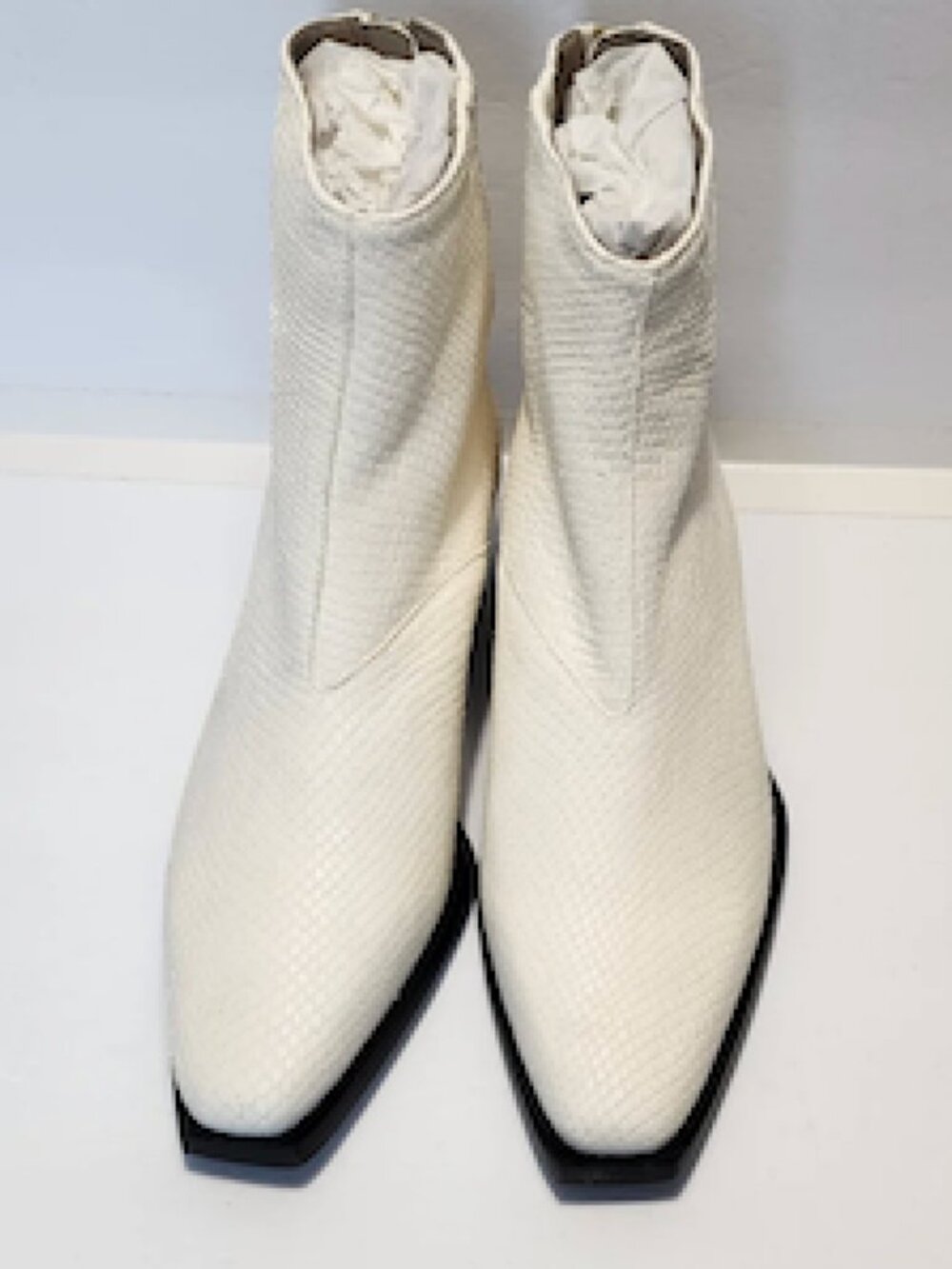All Saints Lenora Snake-Print Ankle Booties in White - Size 9US/39EU